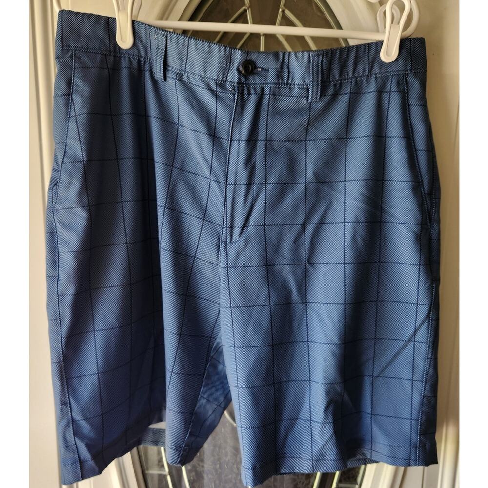 PGA Golf Tour Mens Blue Navy Plaid Shorts Size 34